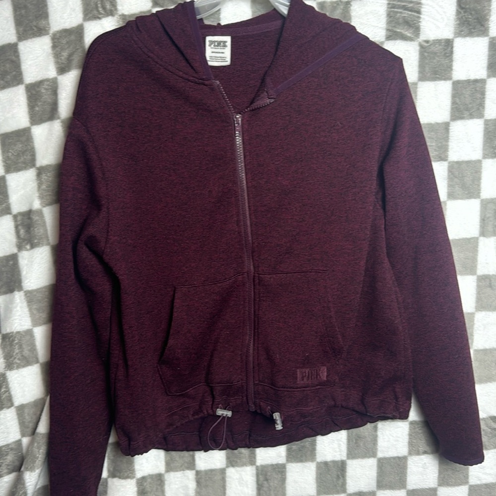 PINK/ VS Zip Up Long Sleeve Hoodie S / Small with pockets beside zipper Plum
